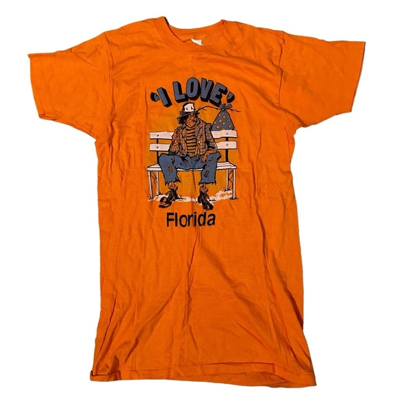 Vintage ‘I love Florida’ Orange Single Stitch T Shirt - Picture 1 of 5
